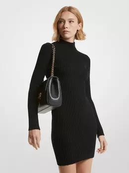 Платье из смесовой мериносовой шерсти в рубчик Michael Kors, черный