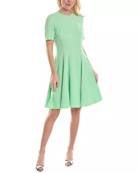 Платье из смесовой шерсти с круглым вырезом Oscar de la Renta, зеленый