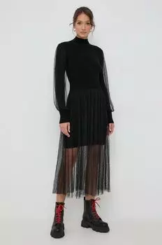 Платье из смесовой шерсти Twinset, черный