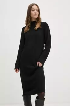 Платье из смесовой шерсти United Colors of Benetton, черный