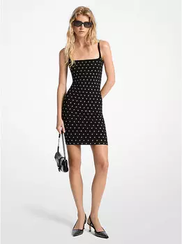 Платье из смесовой вискозы с люверсами и отделкой Michael Kors, черный
