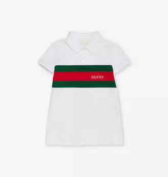Платье из стрейч-хлопка с фирменной вышивкой в полоску 6-36 месяцев Gucci, мультиколор