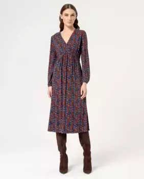 Платье из струящейся эластичной ткани с принтом Surkana, синий