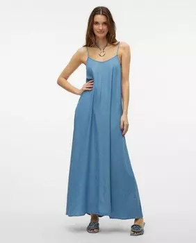 Платье из струящейся ткани тенсель Vero Moda, синий
