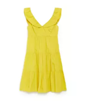 Платье из тафты с оборками и v образным вырезом Maliparmi, желтый