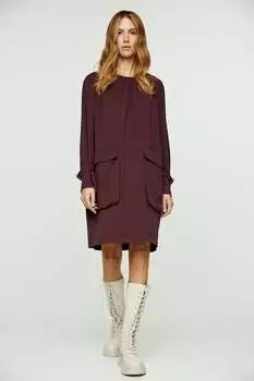 Платье из тенселя бордового цвета с карманом Conquista, бордовый