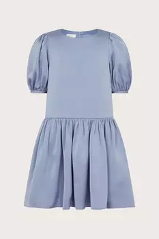 Платье из текстурированного атласа с рукавами фонариками Monsoon, синий
