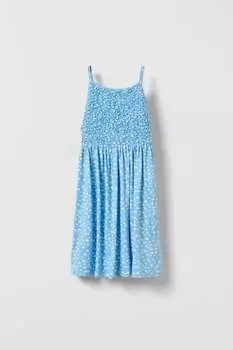 Платье из текстурированных цветов Zara, голубой