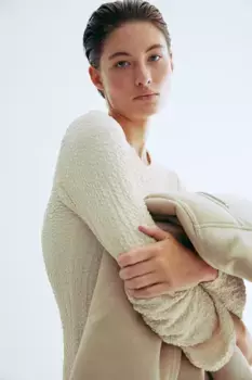 Платье из тисненого джерси H&M, бежевый
