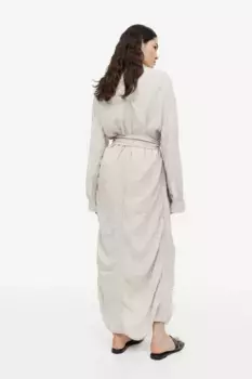 Платье из тисненой ткани с трансфером H&M, бежевый