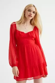 Платье из ткани плюмети H&amp;M, красный
