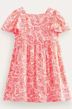 Платье из ткани с принтом Boden, красный