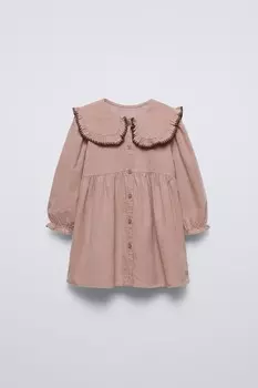 Платье из тонкого вельвета ZARA, розовый