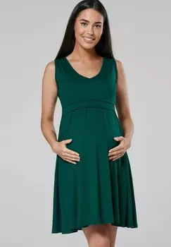 Платье из трикотажа Happy Mama, темно-зеленый