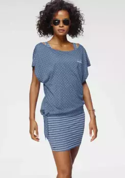 Платье из трикотажа KangaROOS (2 шт.), в комплекте с рубашкой оверсайз с узлом, белый