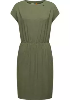 Платье из трикотажа Ragwear "Copr", стильное платье-рубашка с рюшами, зеленый