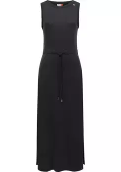 Платье из трикотажа Ragwear "Giggi", стильное платье-рубашка с поясом на талии, черный