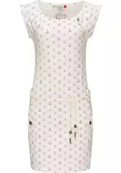 Платье из трикотажа Ragwear "Tag Marina", стильное платье-рубашка с морским принтом, белый