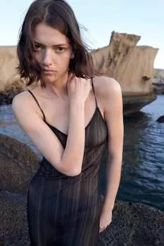Платье из трикотажа ZARA, черный