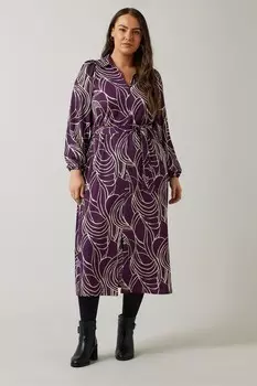 Платье из трикотажного крепа с линейным принтом Evans, красный