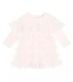 Платье из тюля baby prancer, расшитое бисером Tutu Du Monde, розовый