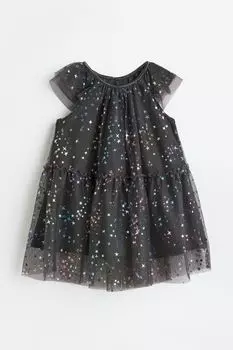 Платье из тюля H&M, темно-серый/звезды