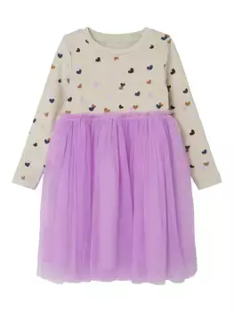 Платье из тюля Name It "NMFLUCKY LS TULLE DRESS", цвет Peyote Melange
