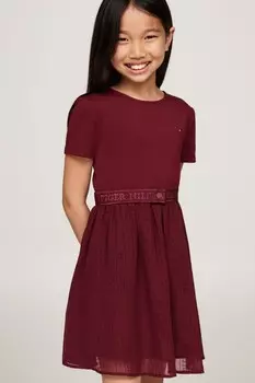 Платье из тюля Punto с длинными рукавами Tommy Hilfiger, красный