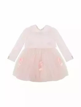 Платье из тюля с аппликацией Monnalisa, розовый