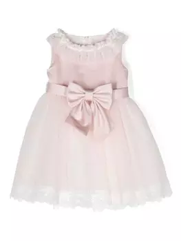 Платье из тюля с бантом Colorichiari, розовый