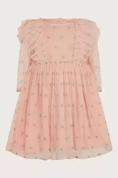 Платье из тюля с блестками и звездами Monsoon, розовый