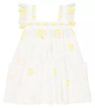 Платье из тюля с цветочной вышивкой Stella McCartney Kids, белый