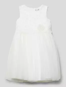 Платье из тюля с цветочными аппликациями Happy Girls, экрю