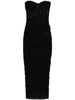 Платье из тюля с драпировкой DOLCE & GABBANA, черный