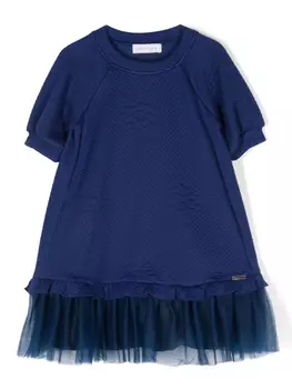 Платье из тюля с короткими рукавами Monnalisa, синий