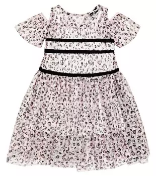 Платье из тюля с леопардовым принтом Monnalisa, разноцветный