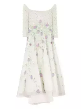 Платье из тюля с открытыми плечами Saiid Kobeisy, белый