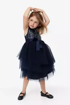 Платье из тюля с пайетками H&M, синий