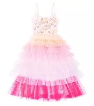 Платье из тюля с портретной отделкой Tutu Du Monde, розовый