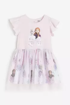 Платье из тюля с принтом H&M, розовый