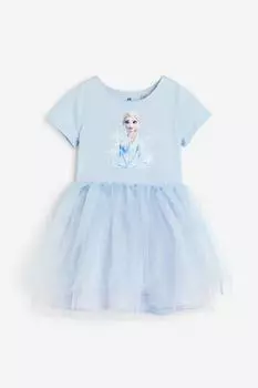 Платье из тюля с принтом H&M, синий