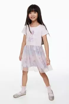 Платье из тюля с принтом H&M, светло-розовый/замороженный