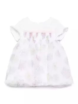 Платье из тюля с принтом «маргаритки» Monnalisa, белый