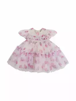 Платье из тюля с принтом Monnalisa, мультиколор