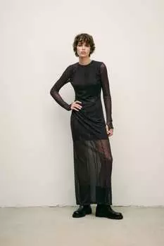 Платье из тюля с принтом ZARA, серый