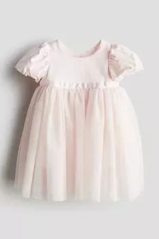 Платье из тюля с пышными рукавами H&M, розовый