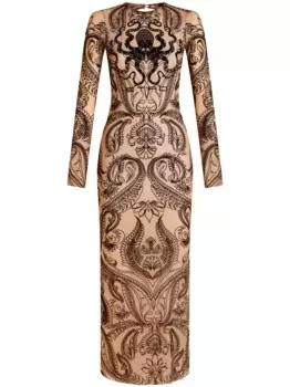 Платье из тюля с узором пейсли ETRO, нейтральный