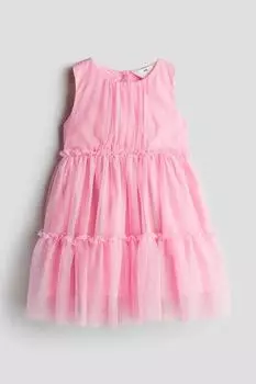 Платье из тюля с воланами H&M, розовый