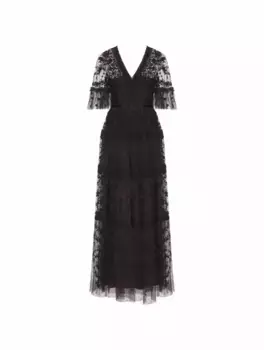 Платье из тюля с вышивкой Needle & Thread, черный
