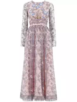 Платье из тюля с вышивкой Popping Paisley Giambattista Valli, розовый